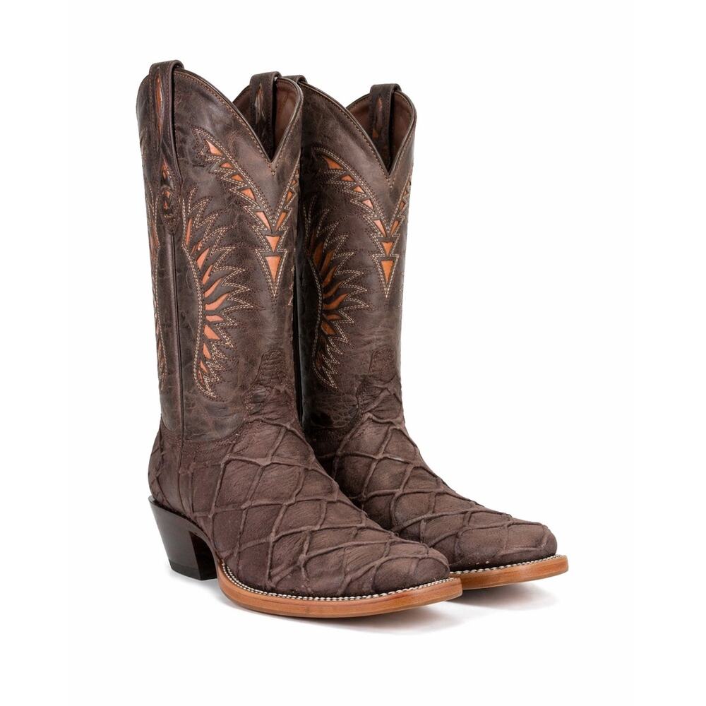 NEW Ranch Industry Western Boots Brown Textured Leather Square Toe Cowboy Rodeo